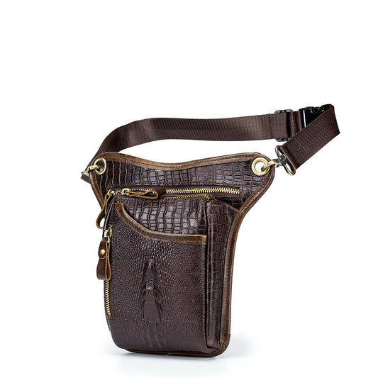Vintage Crocodile Pattern Leather Leg Bag 