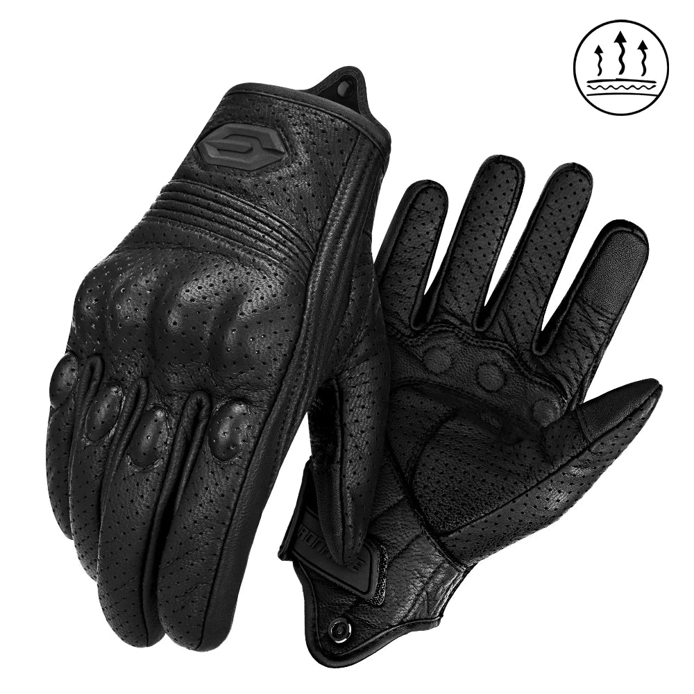 Yellow Leather Motorcycle Gloves