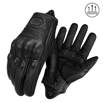 Yellow Leather Motorcycle Gloves