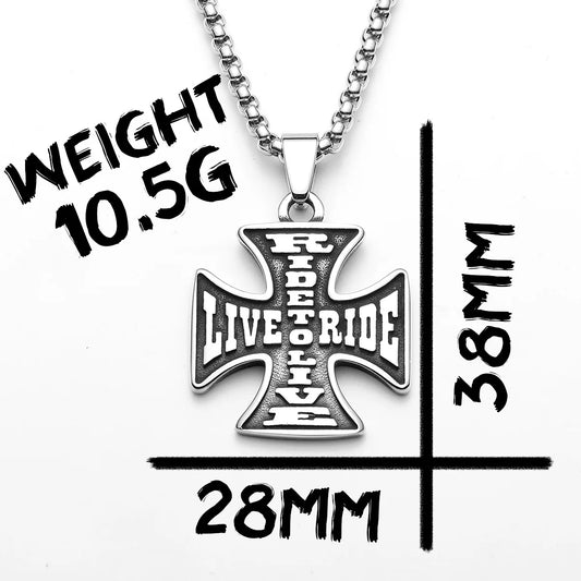 Ride to Live Cross Necklace 