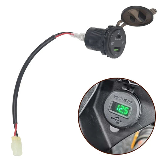 ที่ชาร์จ USB คู่สำหรับ CB500X พร้อมหน้าจอโวลต์มิเตอร์ LED – อุปกรณ์เสริมรถจักรยานยนต์แบบเสียบแล้วใช้งานได้ทันที