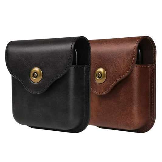 Magnetic Button Flip Leather Belt Case 