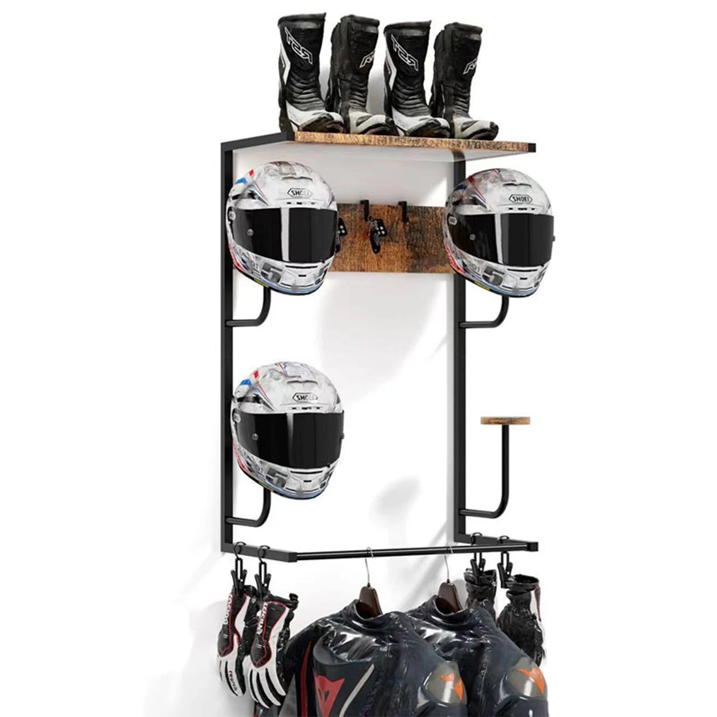 Motorcycle Helmet & Gear Storage Rack 