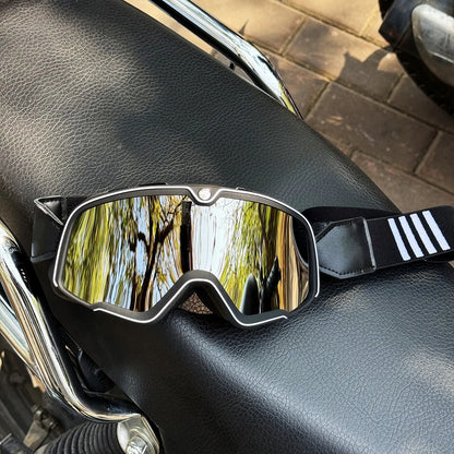 Protective Leather Goggles for Motorcyclists 