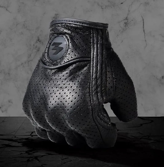 Perforated Leather Motorcycle Gloves 