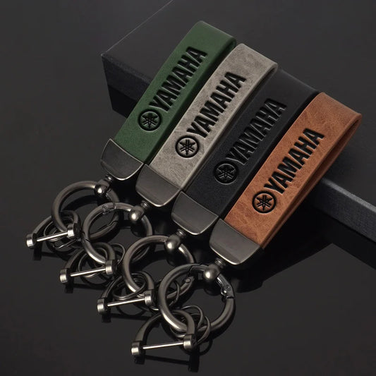 Motorcyclist Themed Leather Keychain BW