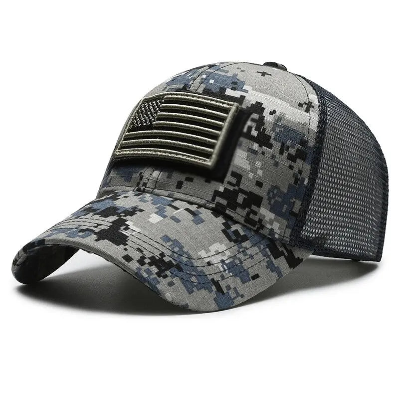 Gorra de camuflaje con bandera de EE. UU. 