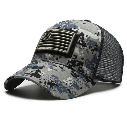 Gorra de camuflaje con bandera de EE. UU. 