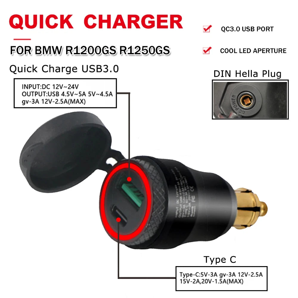 Motorcycle USB Charger rapide 