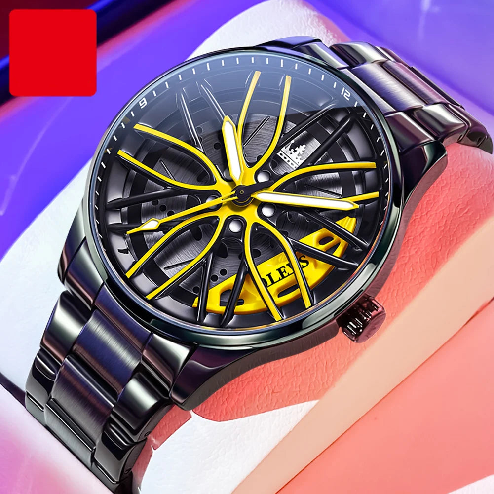 3D Rotating Wheel Hub Sport Watch