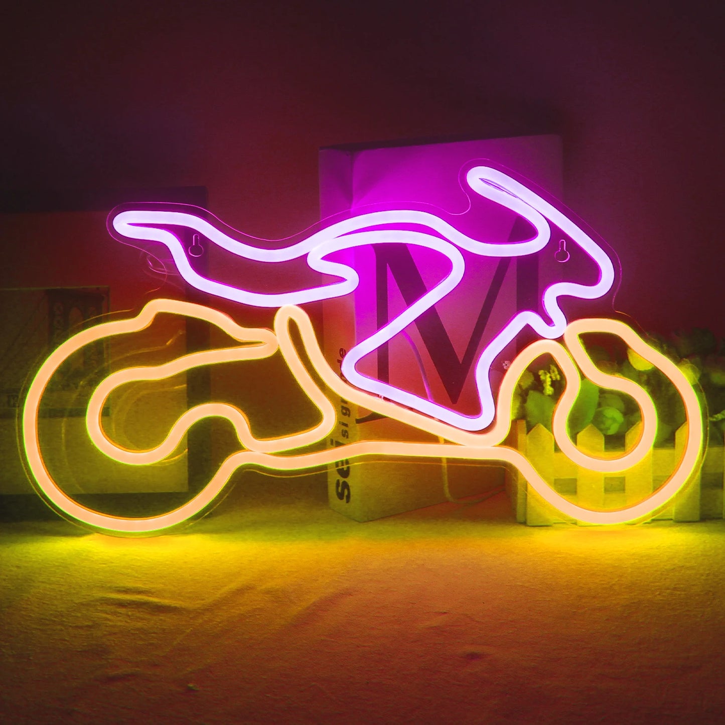 Signe du mur à LED de néon de moto 
