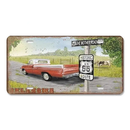 Route 66 Vintage Metal License Plate Signs 