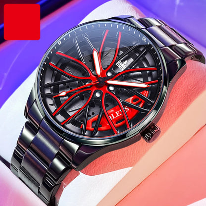 3D Rotating Wheel Hub Sport Watch