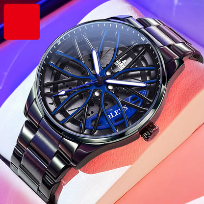 3D Rotating Wheel Hub Sport Watch