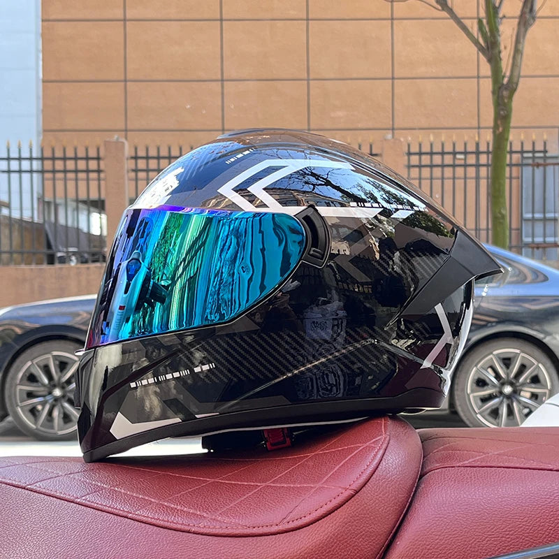 Full Face Motorcycle Helmet with Dual Lens 