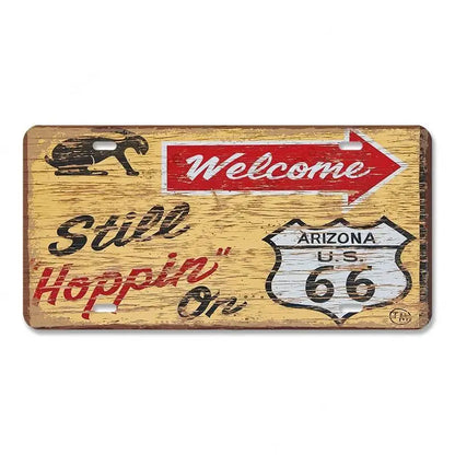 Route 66 Vintage Metal License Plate Signs 