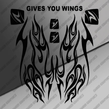Motorcycle Helmet Flame Decal 