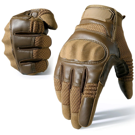Guantes de dedo completo de la motocicleta de cuero con pantalla táctil 