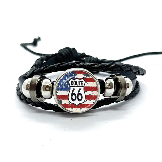 Route 66 Leather Premium Bracelet 
