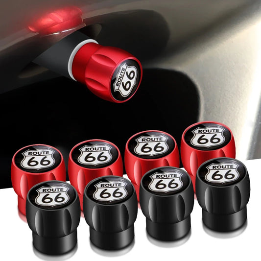 4Pcs Route 66 Valve Caps 