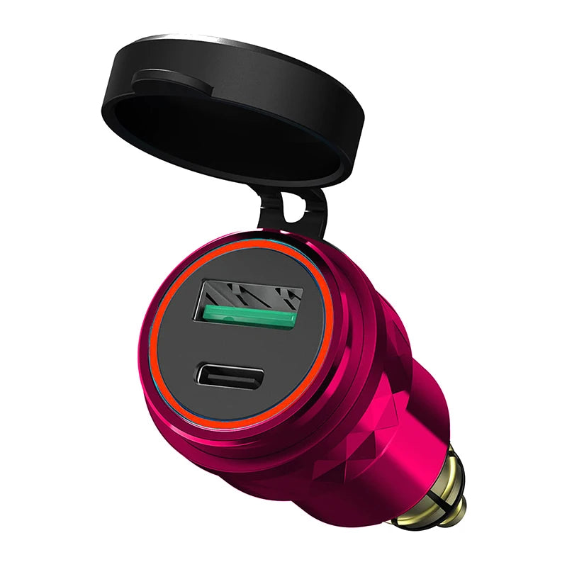 ที่ชาร์จมอเตอร์ไซค์ 30W QC3.0 + USB-C PD – อะแดปเตอร์ปลั๊ก Hella DIN กันน้ำสำหรับ BMW, Ducati และ Triumph