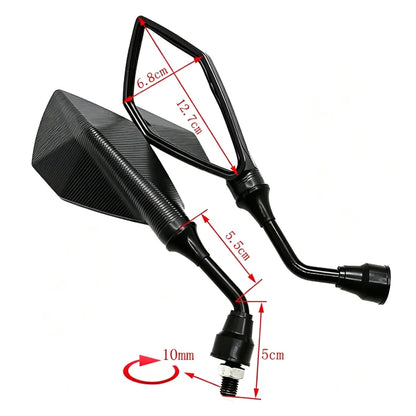 กระจกมองหลังรถจักรยานยนต์มุมกว้างปรับได้ – คู่แบบอเนกประสงค์พร้อมสกรู 10mm