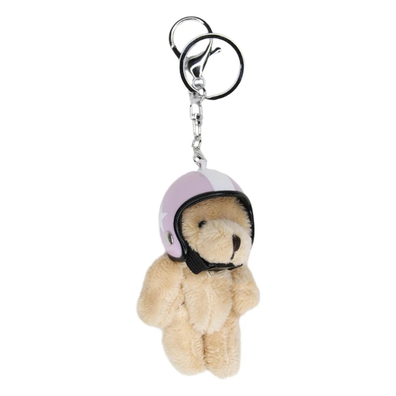 Mini Helmet Bear Charm Keychain 