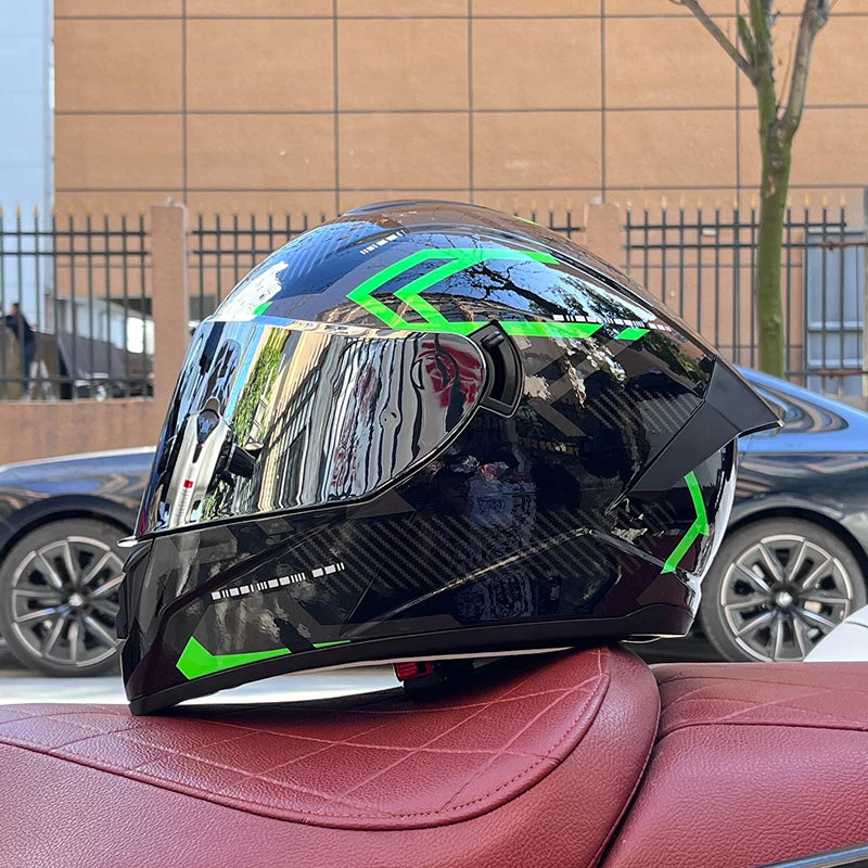Full Face Motorcycle Helmet with Dual Lens 