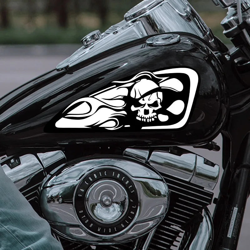 Juego de calcomanías para tanque de combustible con calaveras y llamas