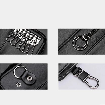 Leather Zipper Key Case 