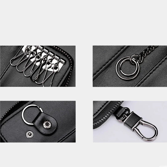 Leather Zipper Key Case 