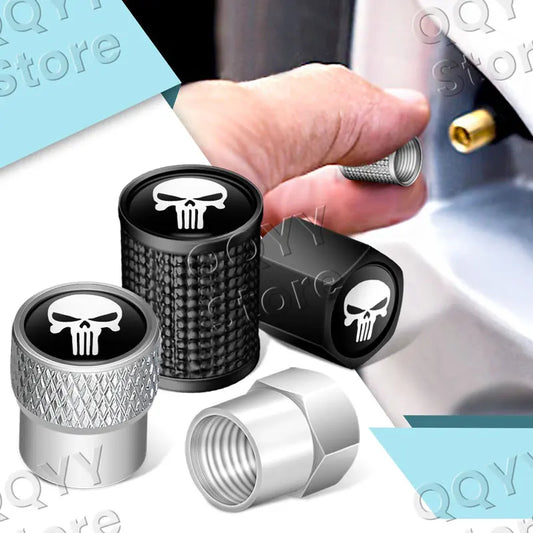 Universal 4pcs Metal Skull Valve Caps 