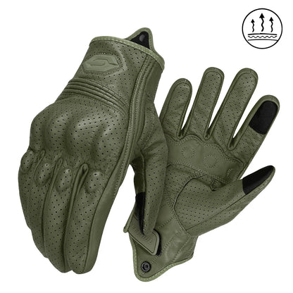 Yellow Leather Motorcycle Gloves
