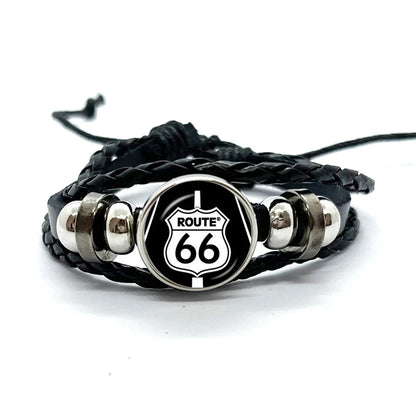 Route 66 Leather Premium Bracelet 
