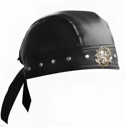 Black Leather Skull Bandana 