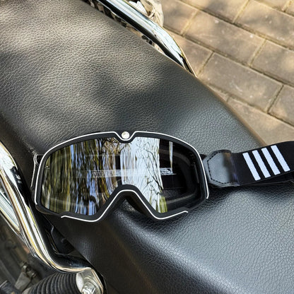 Protective Leather Goggles for Motorcyclists 