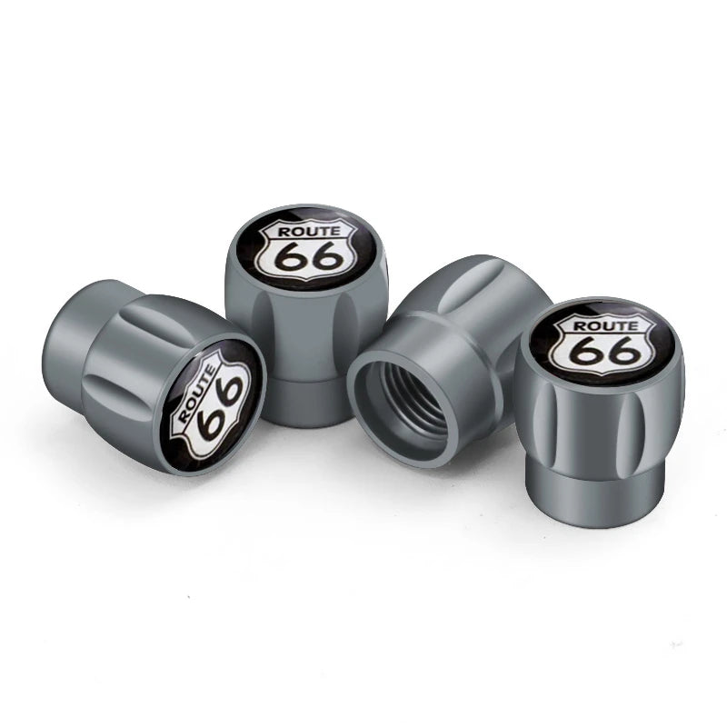 4Pcs Route 66 Valve Caps 