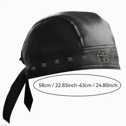 Black Leather Skull Bandana 