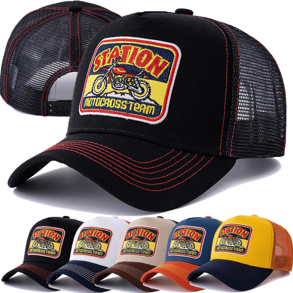 Cappello da camionista retrò della squadra di motocross