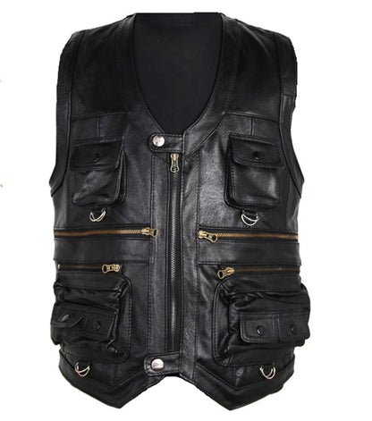 Men’s Cowhide Leather Motorcycle Vest 