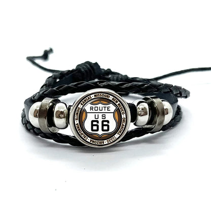 Route 66 Leather Premium Bracelet 