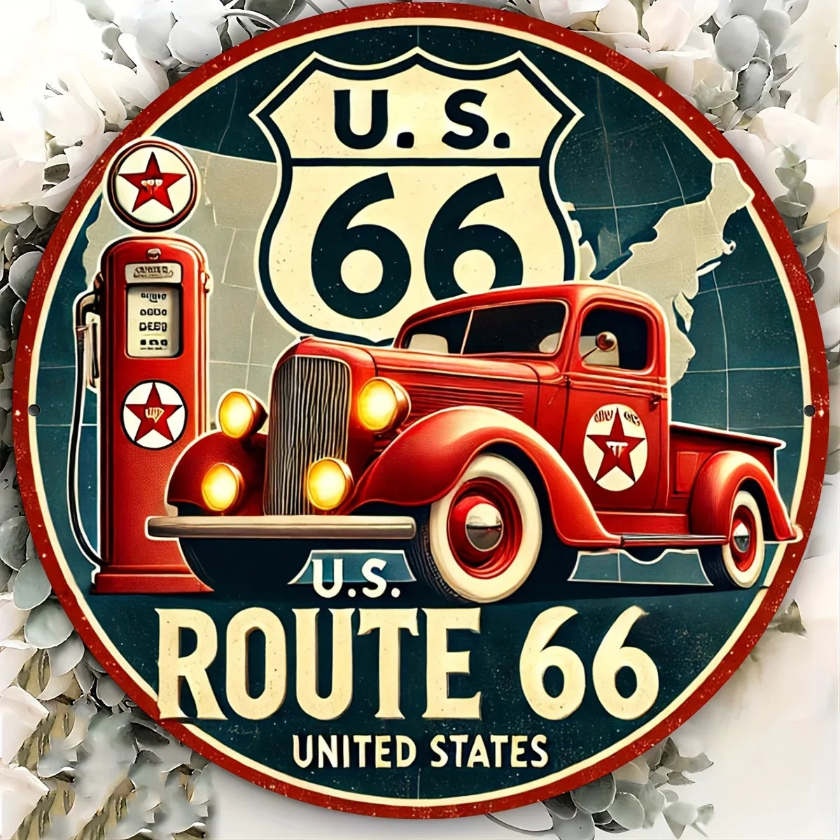 Vintage Route 66 Metal Wall Art 