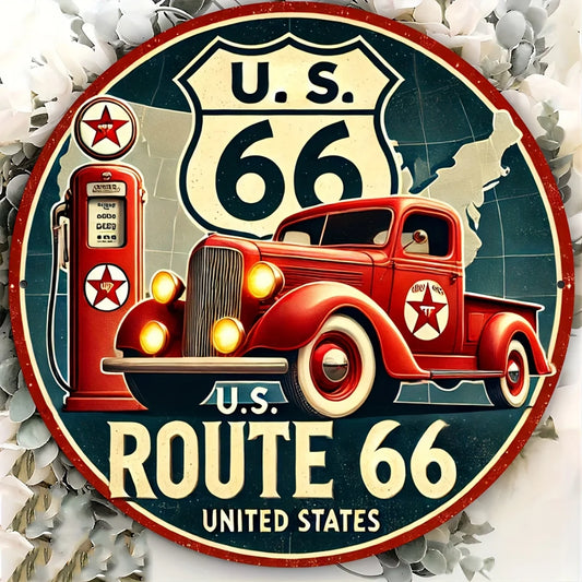 Vintage Route 66 Metal Wall Art 