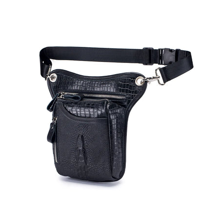 Vintage Crocodile Pattern Leather Leg Bag 