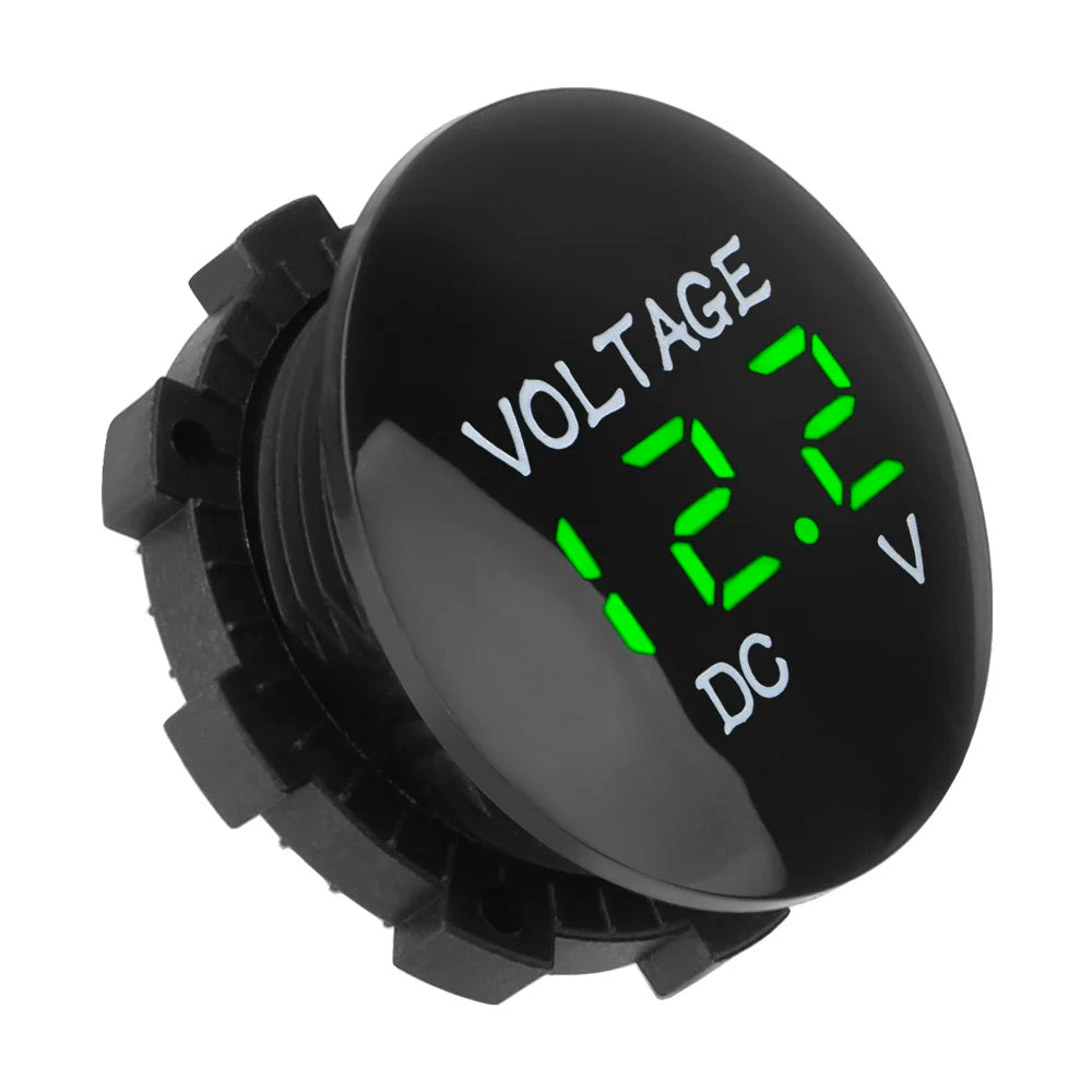 โวลต์มิเตอร์ดิจิทัลขนาดมินิ 12V-24V สำหรับรถจักรยานยนต์ รถยนต์ เรือ และ ATV