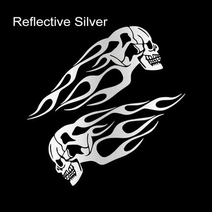 Calcomanías reflectantes de calaveras llameantes