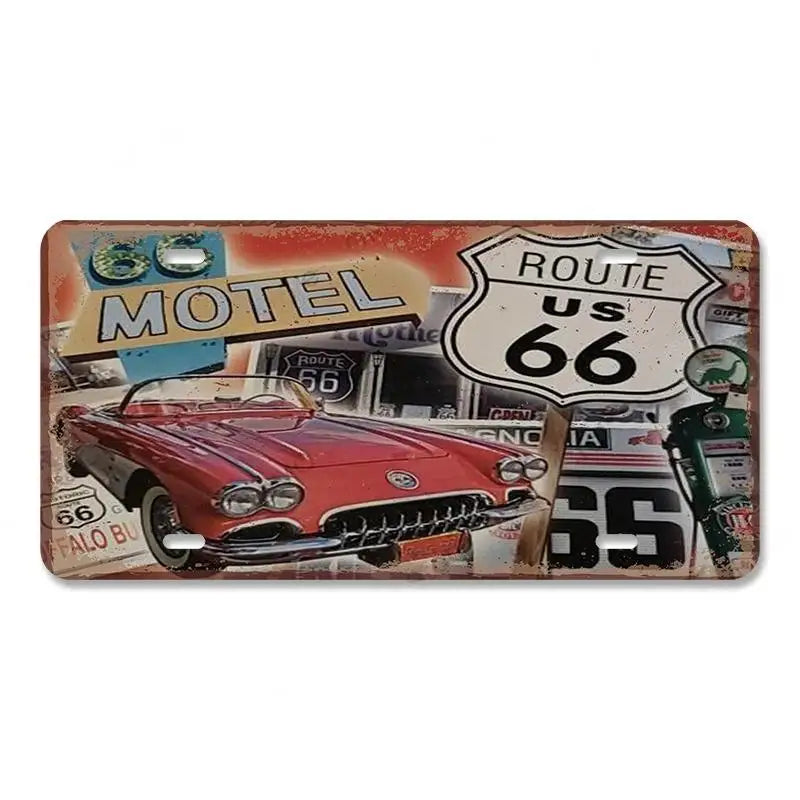 Route 66 Vintage Metal License Plate Signs 
