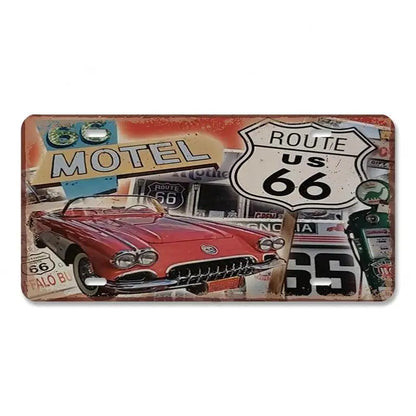 Route 66 Vintage Metal License Plate Signs 